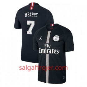Paris Saint-Germain Fodboldtrøjer Mbappe 7 Jodan Sort 3. sæt 2018/19 Kort ærmer